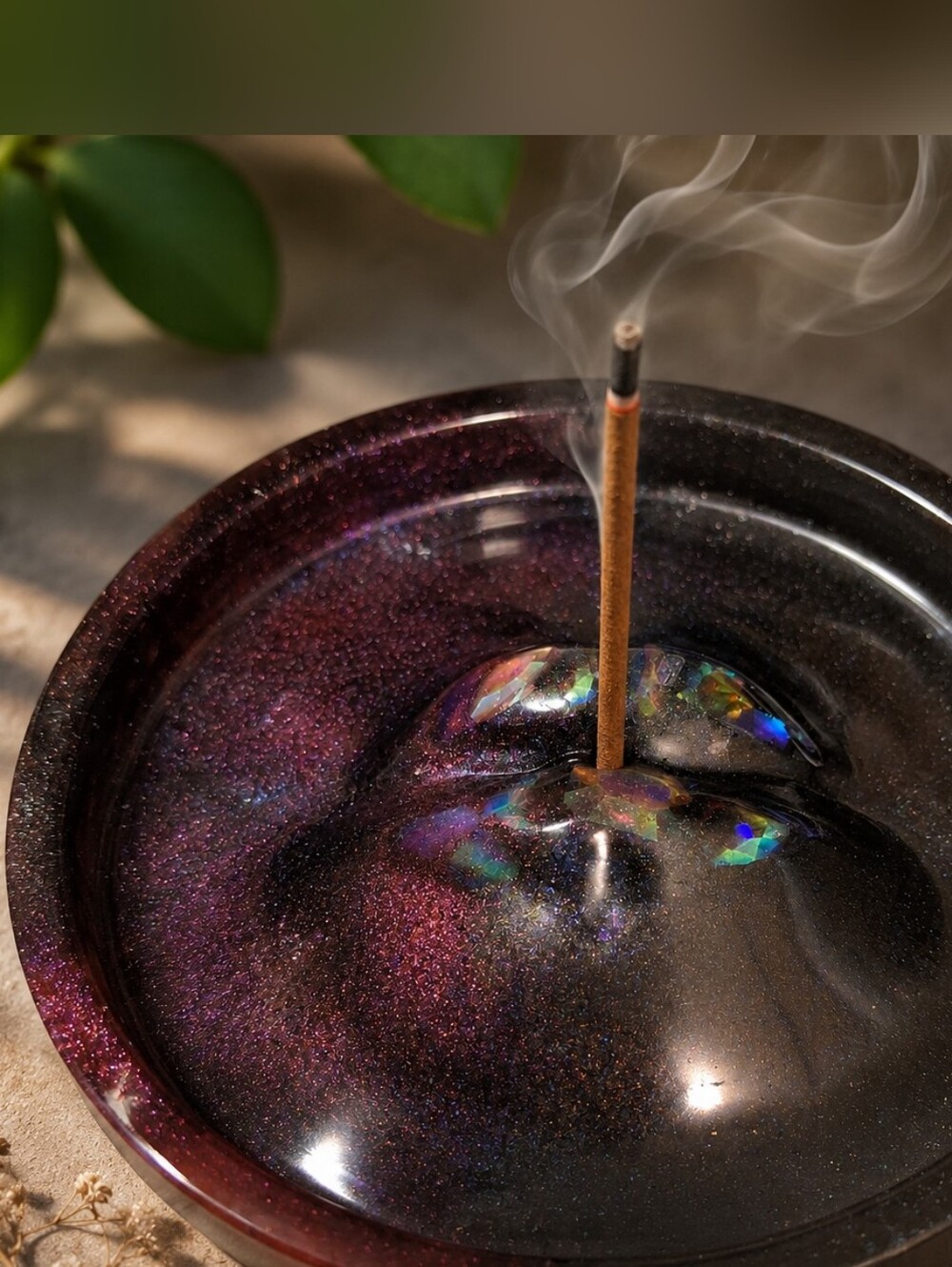 Handcrafted Purple Galaxy Resin Incense Holder Bowl